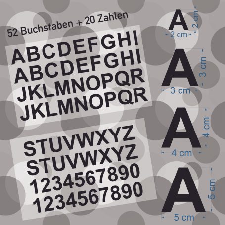 Buchstaben + Zahlen Schriftarten mit Buchstaben und Zahlen in verschiedenen Größen auf gemustertem Hintergrund.