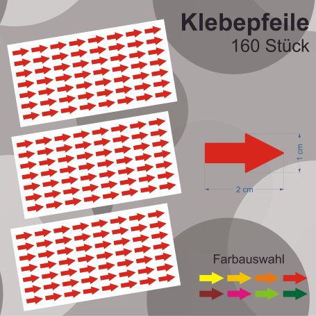 Klebepfeile Rote Klebe-Pfeile auf drei Bögen, insgesamt 160 Stück, mit Farbwahl.